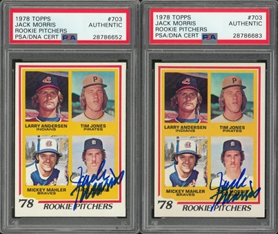 1978 Topps #703 Jack Morris Signed Rookie Cards Pair (2 Items) – Both PSA/DNA Authentic